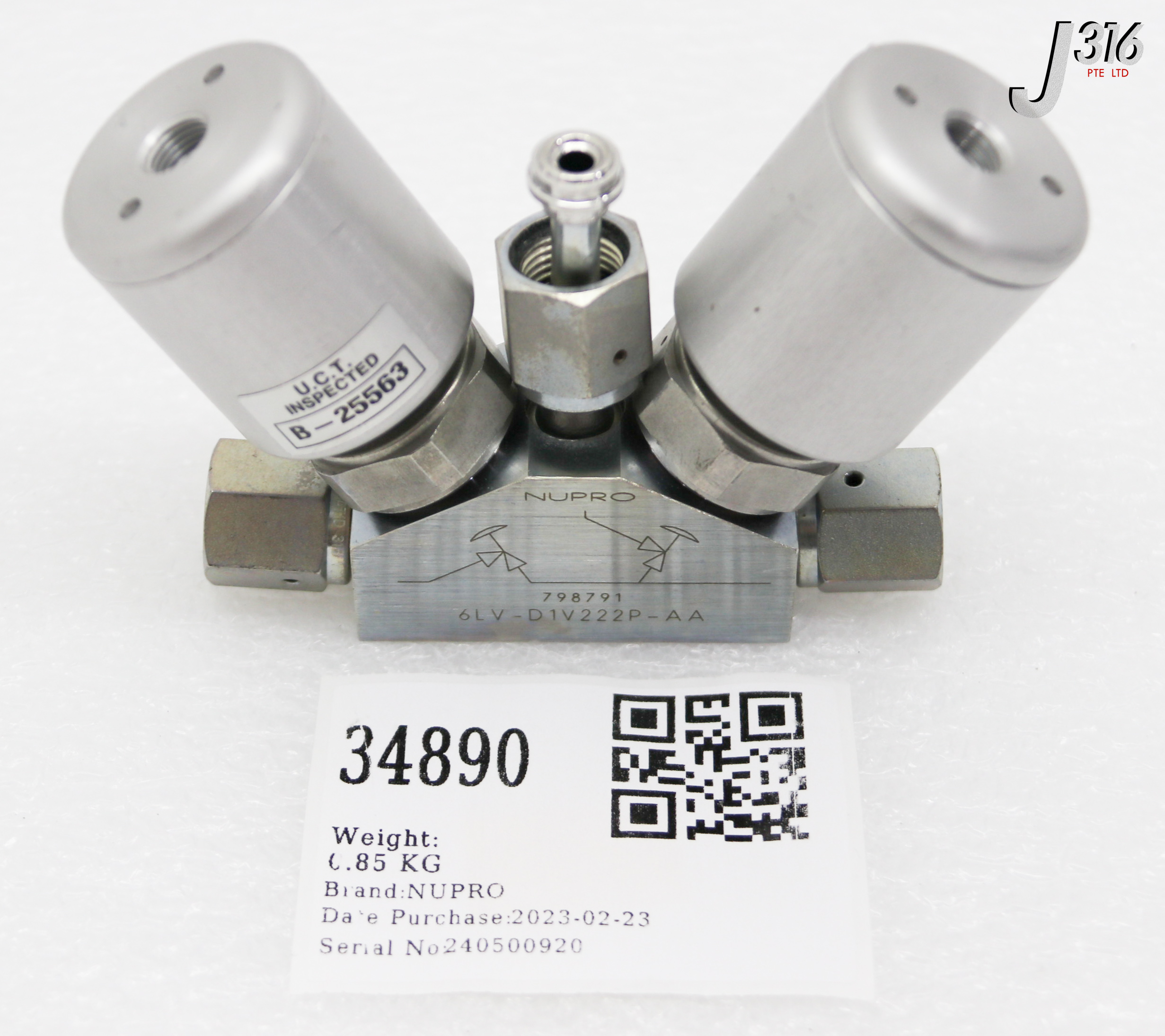 34890 NUPRO STAINLESS STEEL DUAL BELLOW FLOW VALVE 6LV-D1V222P-AA